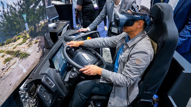 Truck driving simulator, training in VR/XR